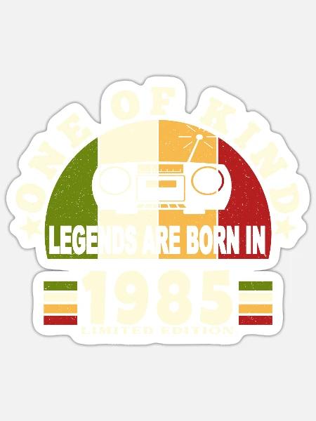 1985 Naissance de légende 1985 né en 1985 annivers - Sticker taille S (10 x 10 cm) - blanc mat