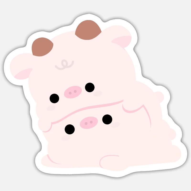 Couple de vaches - Sticker taille S (10 x 10 cm) - blanc mat
