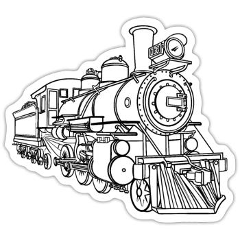 Eisenbahn Linienskizze - Sticker Größe S (10 x 10 cm) - Mattweiß - Vorne