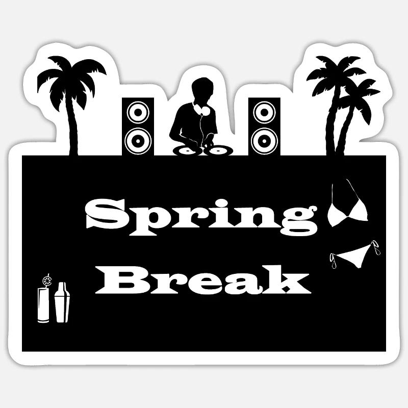 spring break noir - Sticker taille S (10 x 10 cm) - blanc mat