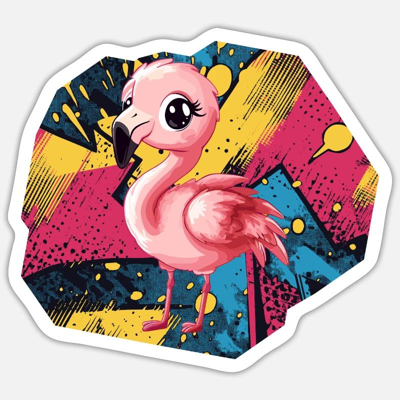 Flamants roses - Sticker taille S (10 x 10 cm) - blanc mat