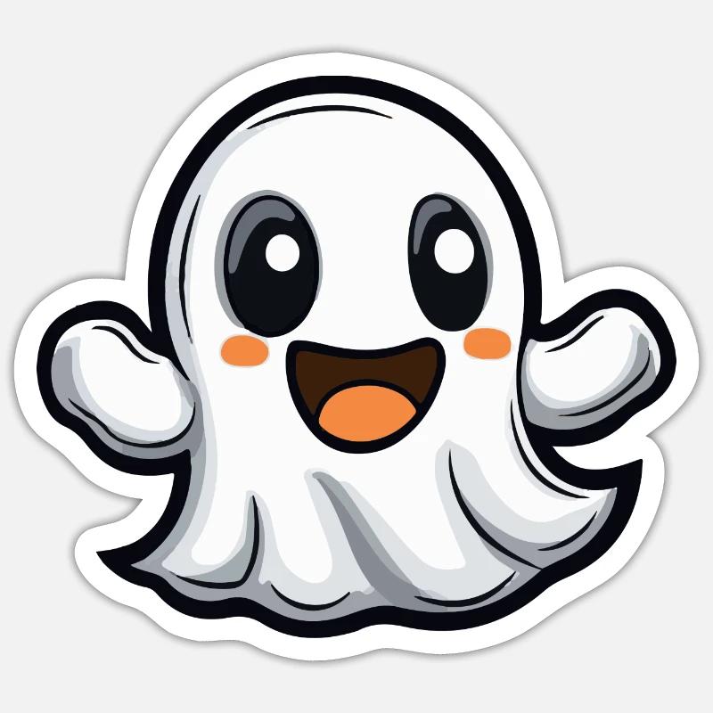 Geist Halloween Niedlich Comic - Sticker Größe S (10 x 10 cm) - Mattweiß