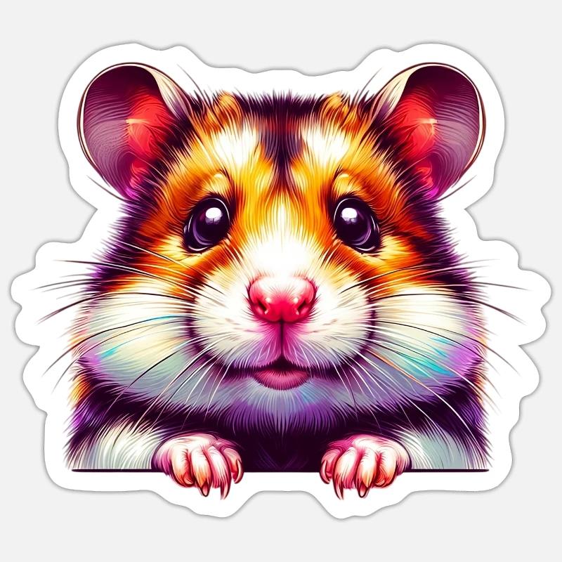 Hamster - Sticker taille S (10 x 10 cm) - blanc mat