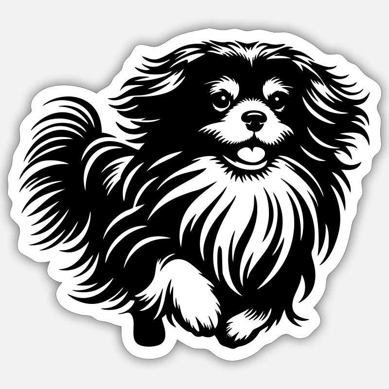 Tibet Spaniel - Sticker Größe S (10 x 10 cm) - Mattweiß