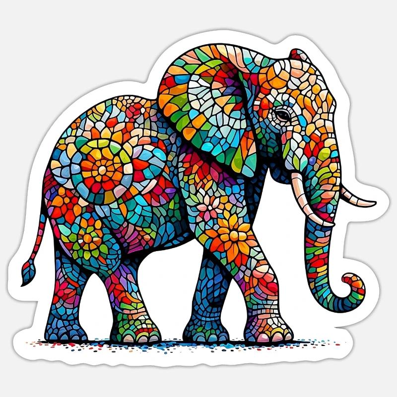 Elefant - Sticker Größe S (10 x 10 cm) - Mattweiß