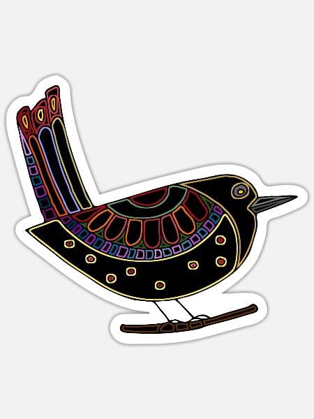 Bunter Vogel - Sticker Größe S (10 x 10 cm) - Mattweiß