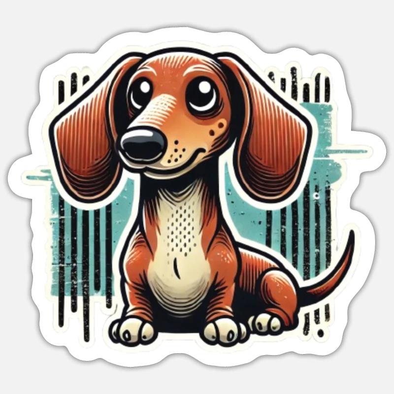 Süßer Dackel Comic Stil Teckel Hund Sticker Größe S (10 x 10 cm)