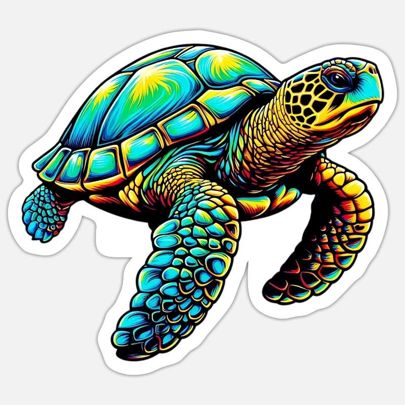 Tortue - Sticker taille S (10 x 10 cm) - blanc mat