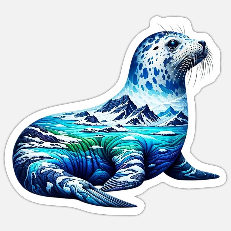 Phoque - Sticker taille S (10 x 10 cm) - blanc mat