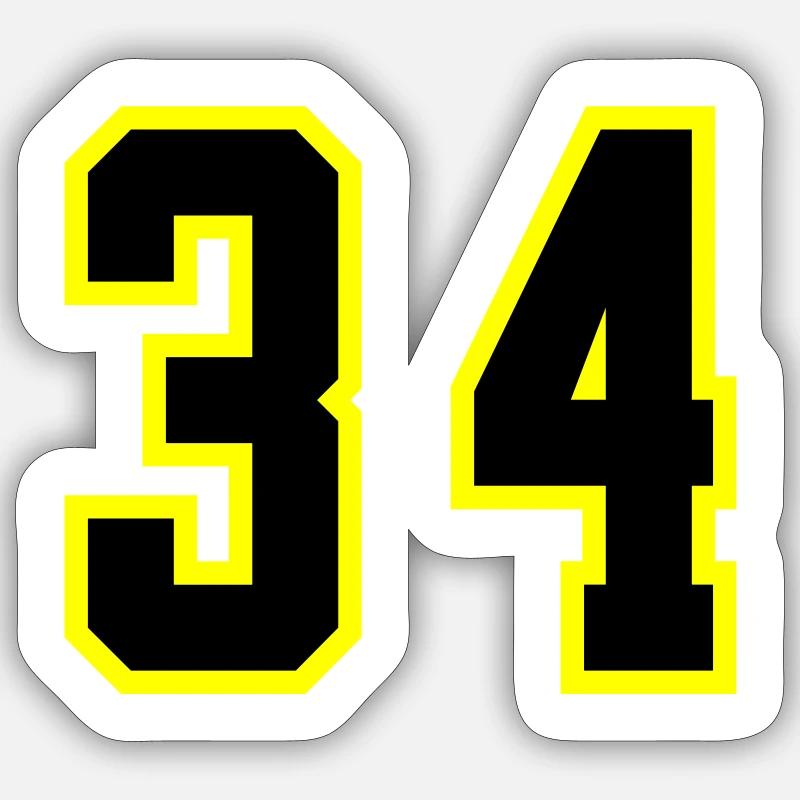 Maillot à 34 numéros - Sticker taille S (10 x 10 cm) - blanc mat