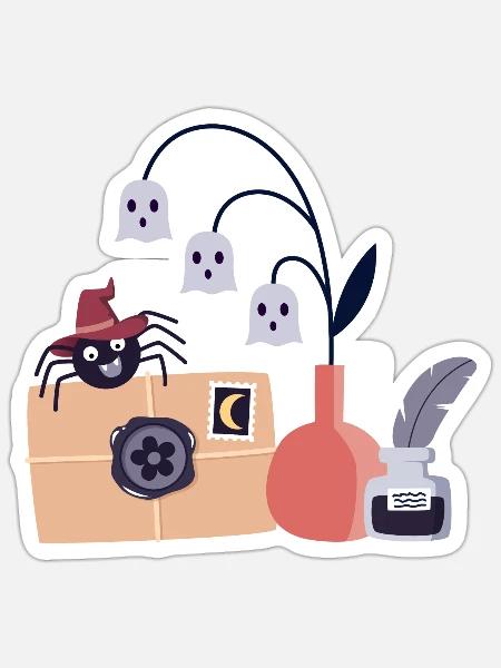 Stillleben Halloween - Sticker Größe S (10 x 10 cm) - Mattweiß