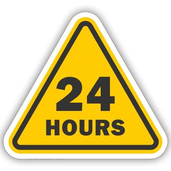 24 Stunden Service 24/7 - Sticker Größe S (10 x 10 cm) - Mattweiß - Vorne