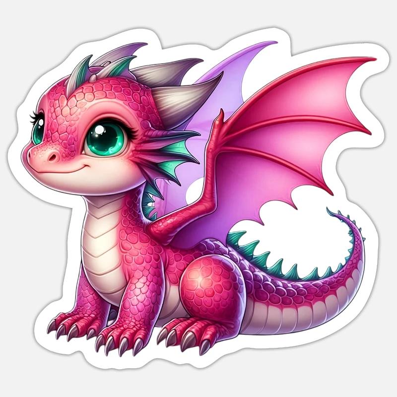 Drache - Sticker Größe S (10 x 10 cm) - Mattweiß