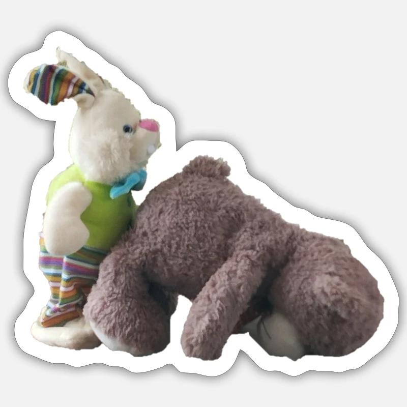 lapin ourson - Sticker taille S (10 x 10 cm) - blanc mat
