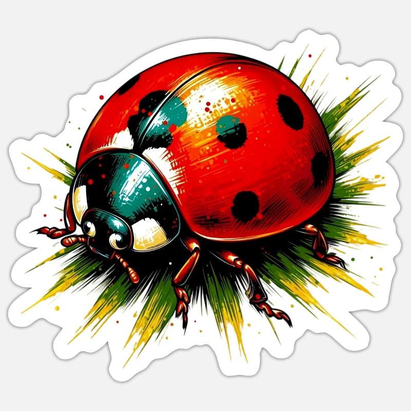Marienkäfer - Sticker Größe S (10 x 10 cm) - Mattweiß