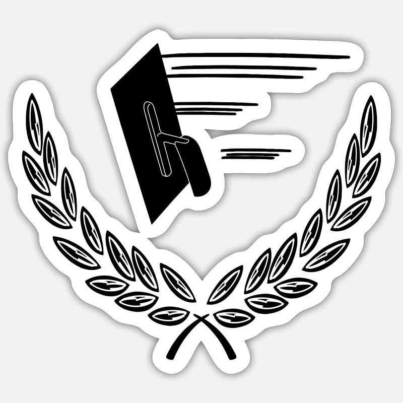 Spatula plasterer in laurel wreath Plasterer logo Sticker size S (10 x 10 cm)