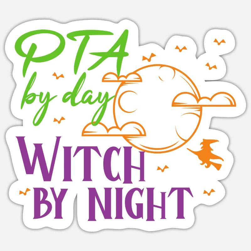 PTA Halloween | Witch by night - Sticker Größe S (10 x 10 cm) - Mattweiß
