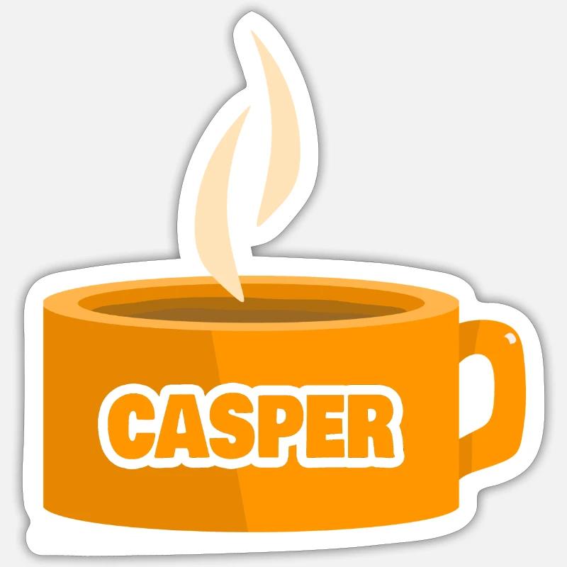Casper comme une tasse à thé - Sticker taille S (10 x 10 cm) - blanc mat