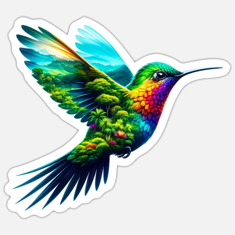 Colibri - Sticker taille S (10 x 10 cm) - blanc mat