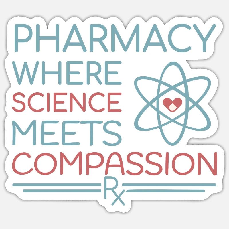 Apotheke where science meets compassion - Sticker Größe S (10 x 10 cm) - Mattweiß
