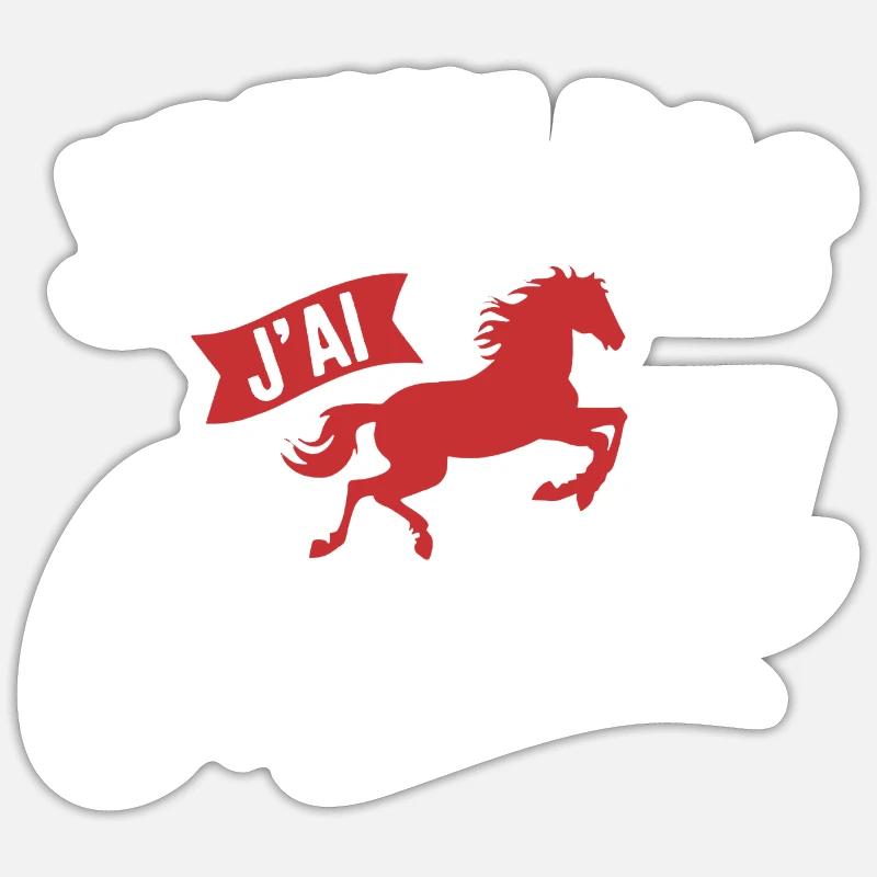 Cavalier Rouge Intense - Sticker taille S (10 x 10 cm) - blanc mat
