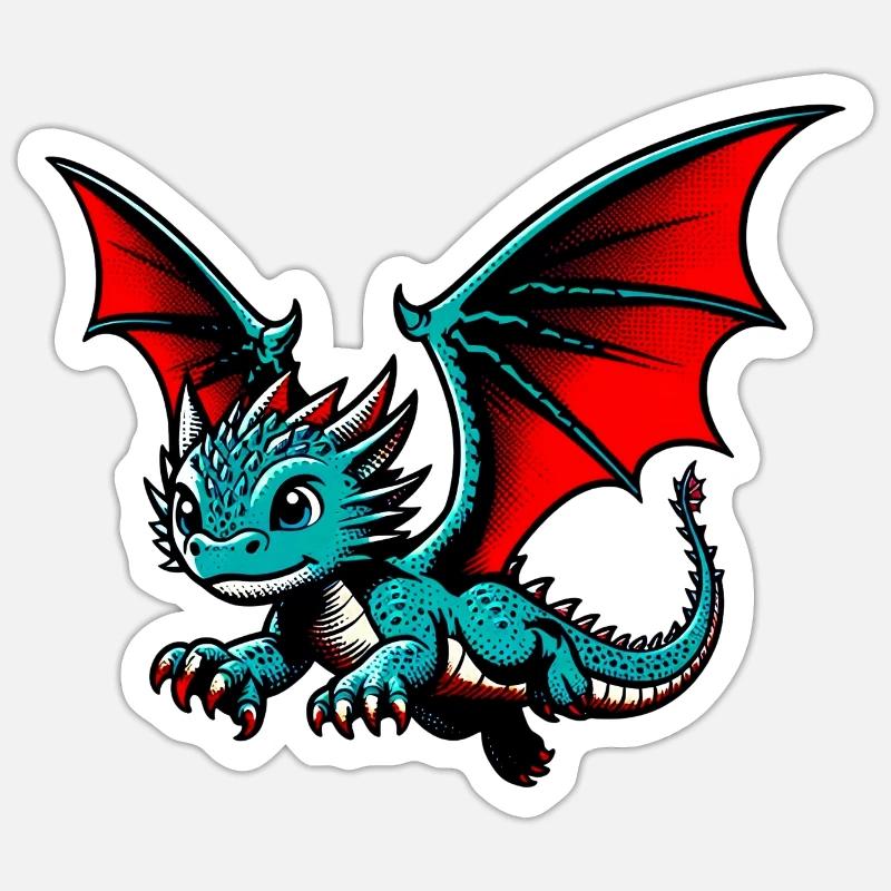 Drache - Sticker Größe S (10 x 10 cm) - Mattweiß