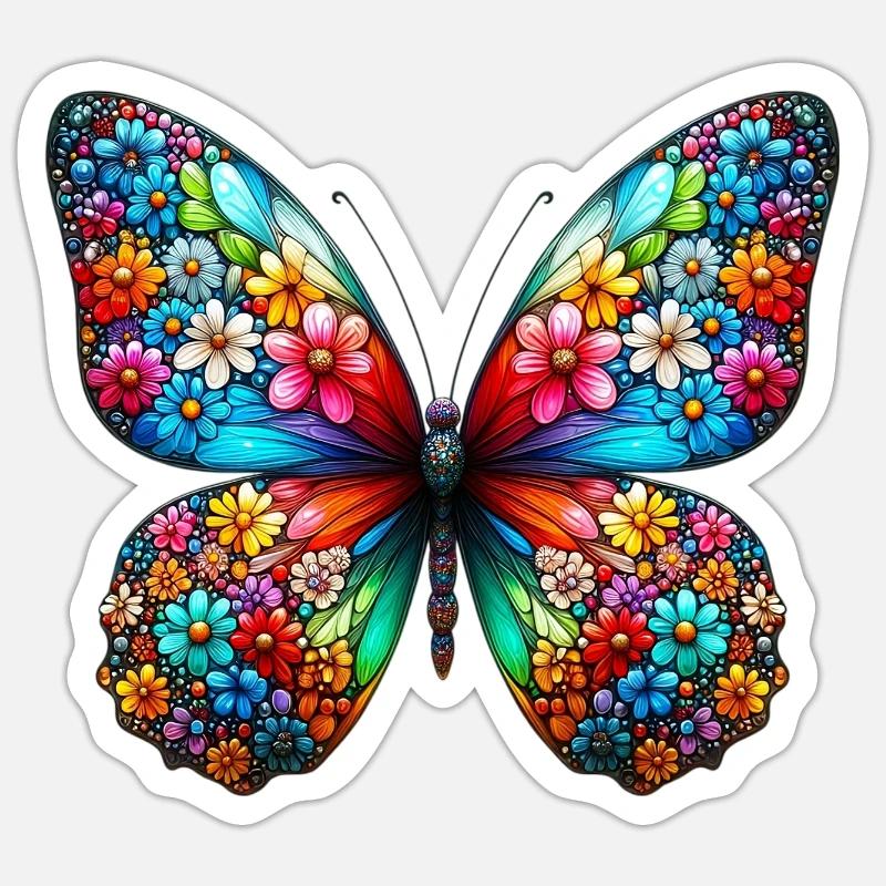 Papillon - Sticker taille S (10 x 10 cm) - blanc mat