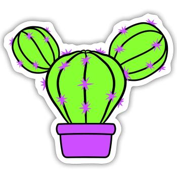 Small Cactus Spines Desert Cacti Flower Pot - Sticker size S (10 x 10 cm) - white matte - Front