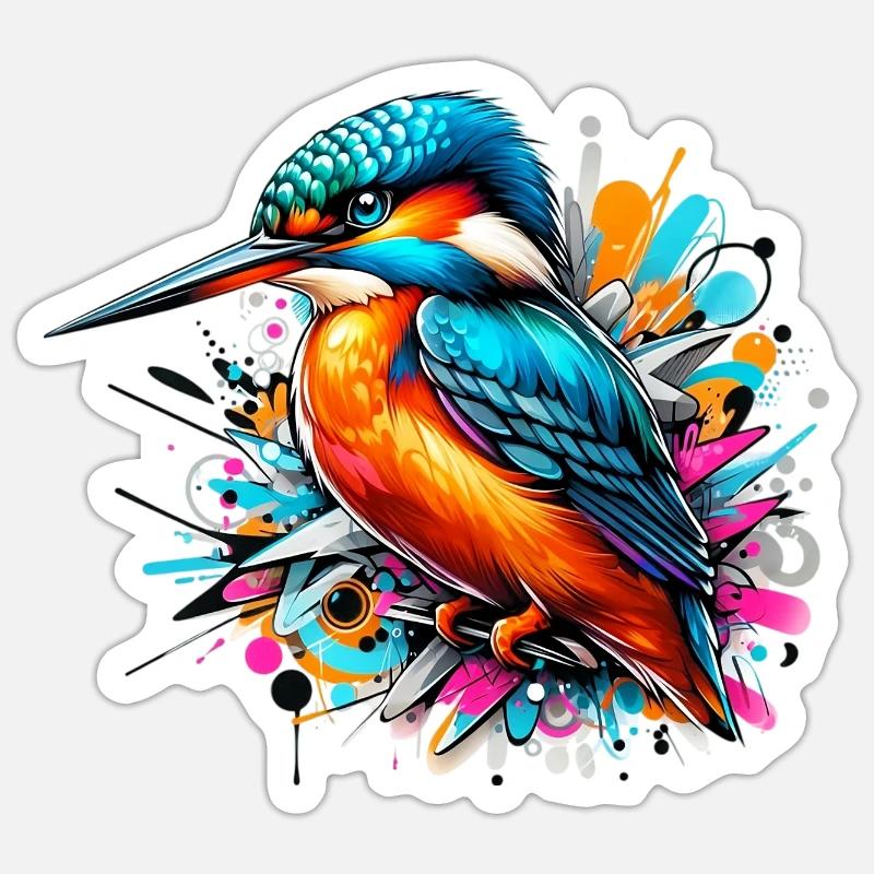 Kingfisher - Sticker size S (10 x 10 cm) - white matte