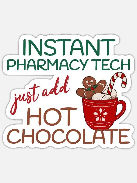 Instant Pharmacy tech hot Chocolate Weihnachten - Sticker Größe S (10 x 10 cm) - Mattweiß