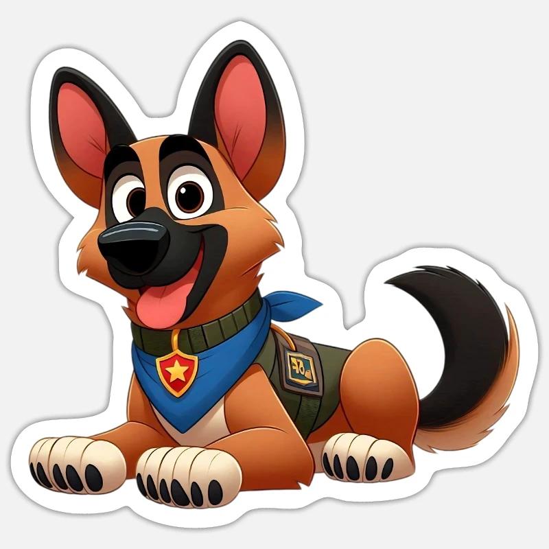 malinois 14 - Sticker taille S (10 x 10 cm) - blanc mat