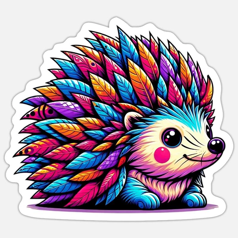 Hérisson - Sticker taille S (10 x 10 cm) - blanc mat