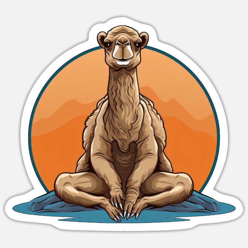 Camel Yoga - Sticker size S (10 x 10 cm) - white matte