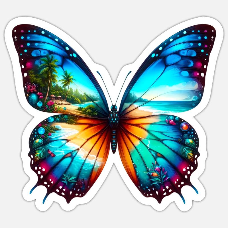 Papillon - Sticker taille S (10 x 10 cm) - blanc mat