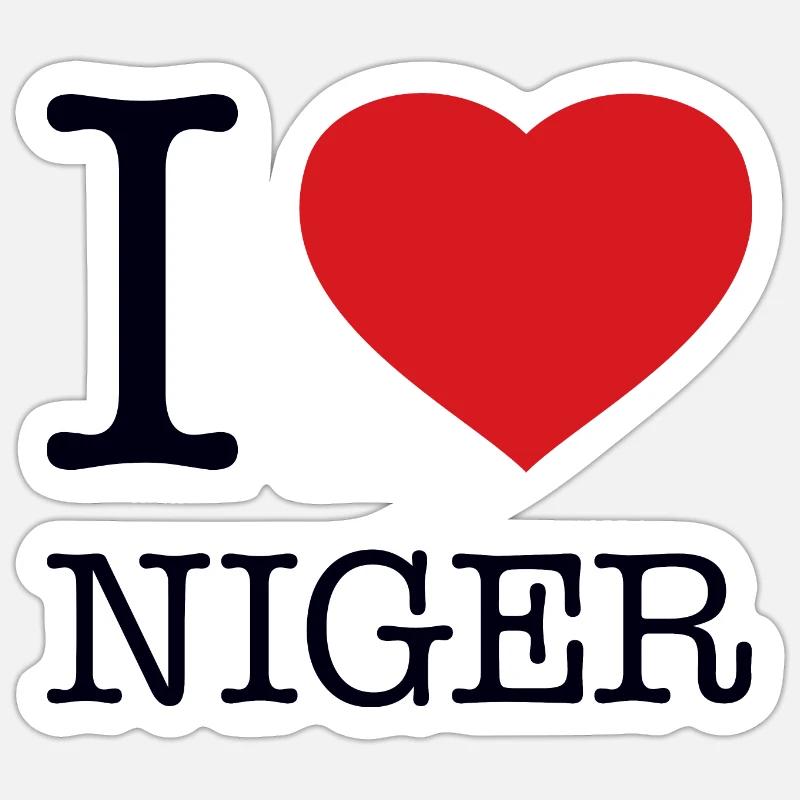 J’ADORE LE NIGER - Sticker taille S (10 x 10 cm) - blanc mat
