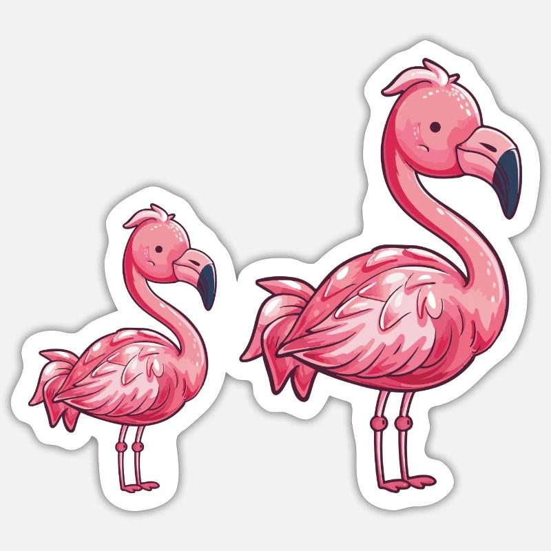 Flamingo Comic - Sticker Größe S (10 x 10 cm) - Mattweiß