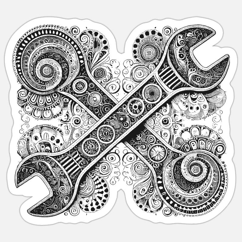 Clés à fourche - Sticker taille S (10 x 10 cm) - blanc mat