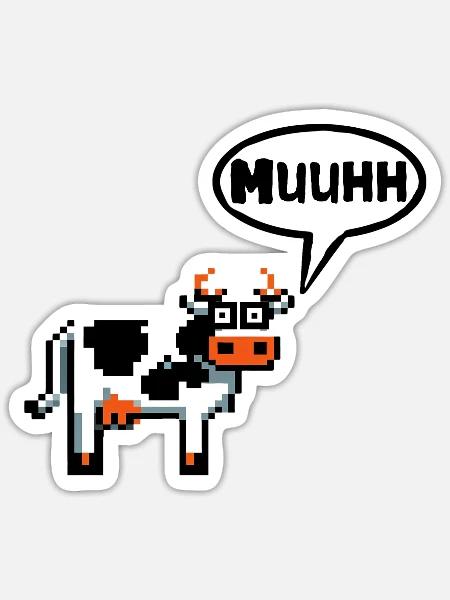 Kuh Hallo Morgen Hello Guten Tag Servus Moin - Sticker Größe S (10 x 10 cm) - Mattweiß
