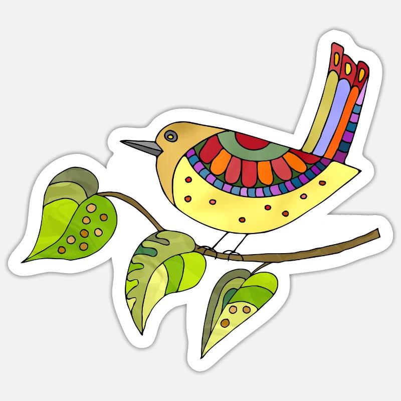 Bunter Vogel - Sticker Größe S (10 x 10 cm) - Mattweiß