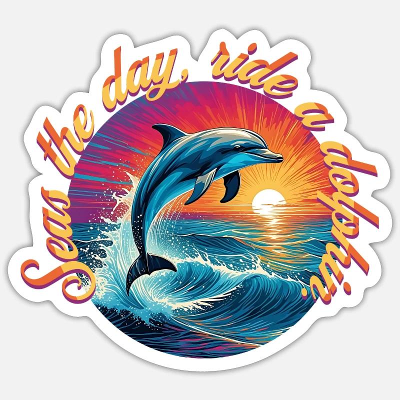 Carpe Diem auf delfinisch Sticker Größe S (10 x 10 cm)