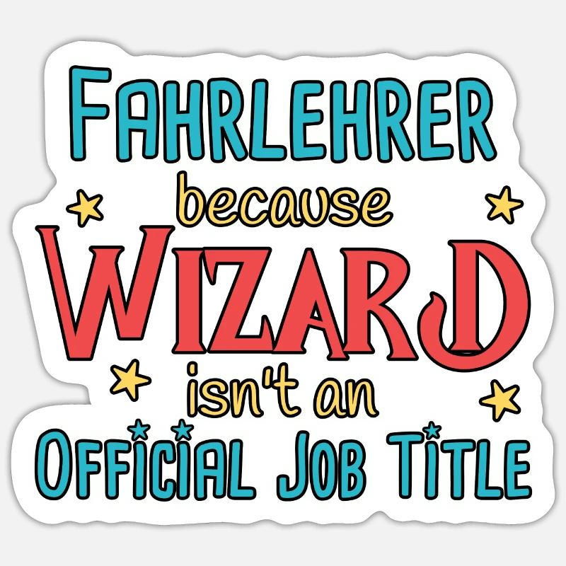 Fahrlehrer Wizard Fahrschule - Sticker Größe S (10 x 10 cm) - Mattweiß