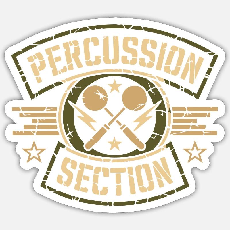 Percussion Section Badge - Sticker size S (10 x 10 cm) - white matte