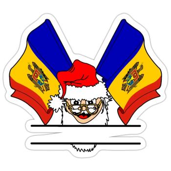 Santa Claus flag Moldova name banner - Sticker size S (10 x 10 cm) - white matte - Front