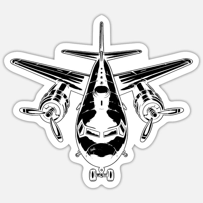 Dessin d’avion - Sticker taille S (10 x 10 cm) - blanc mat