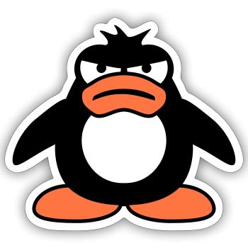 Pingouin En colère Malheureux Mauvaise humeur - Sticker taille S (10 x 10 cm) - blanc mat - Devant