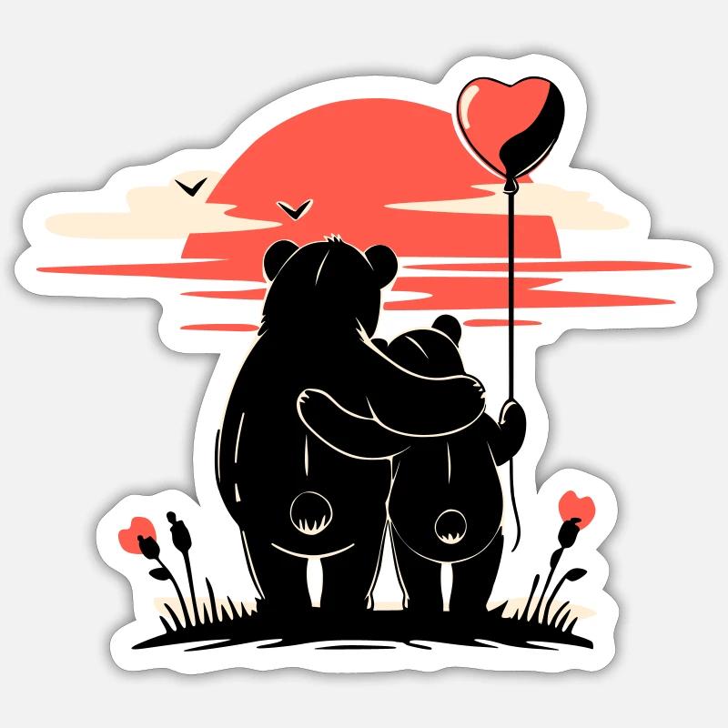 Bear in Love - Romantic Sunset Sticker size S (10 x 10 cm)