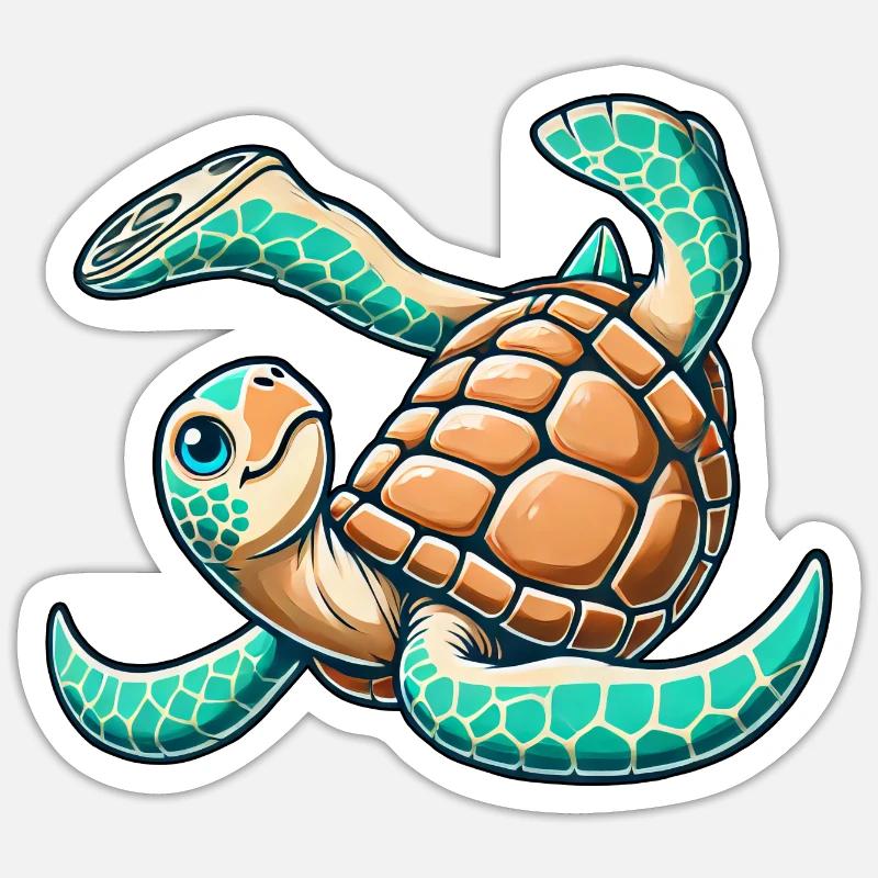 Clumsy turtle in handstand - Sticker size S (10 x 10 cm) - white matte