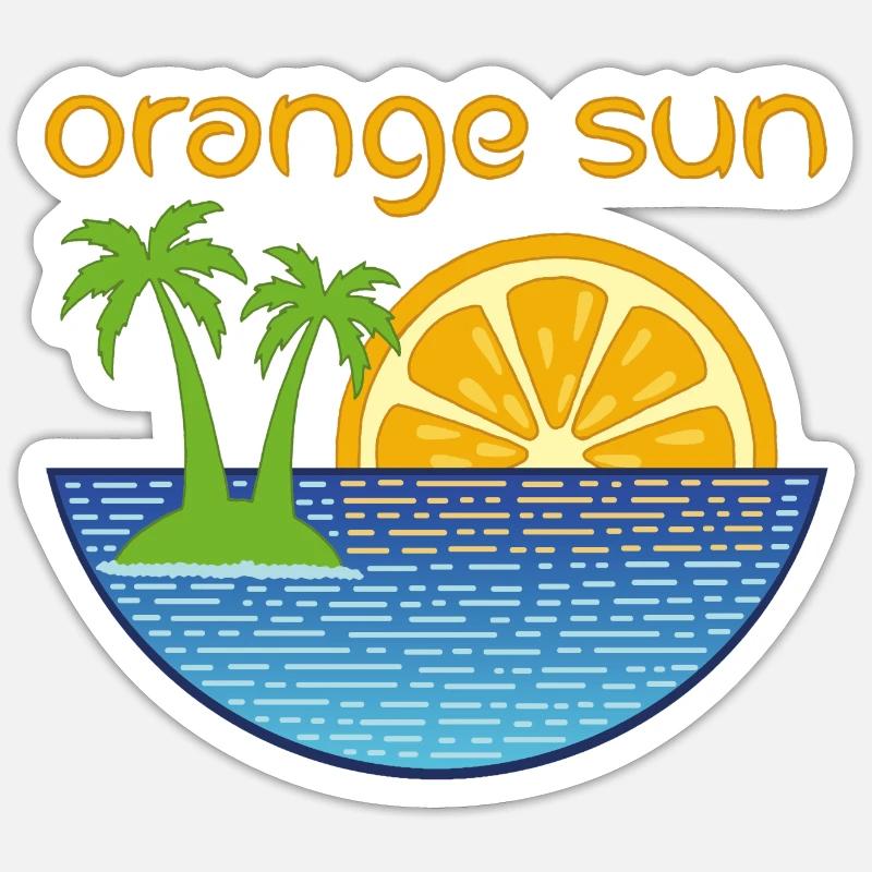 Orangefarbene Sonne - Sticker Größe S (10 x 10 cm) - Mattweiß