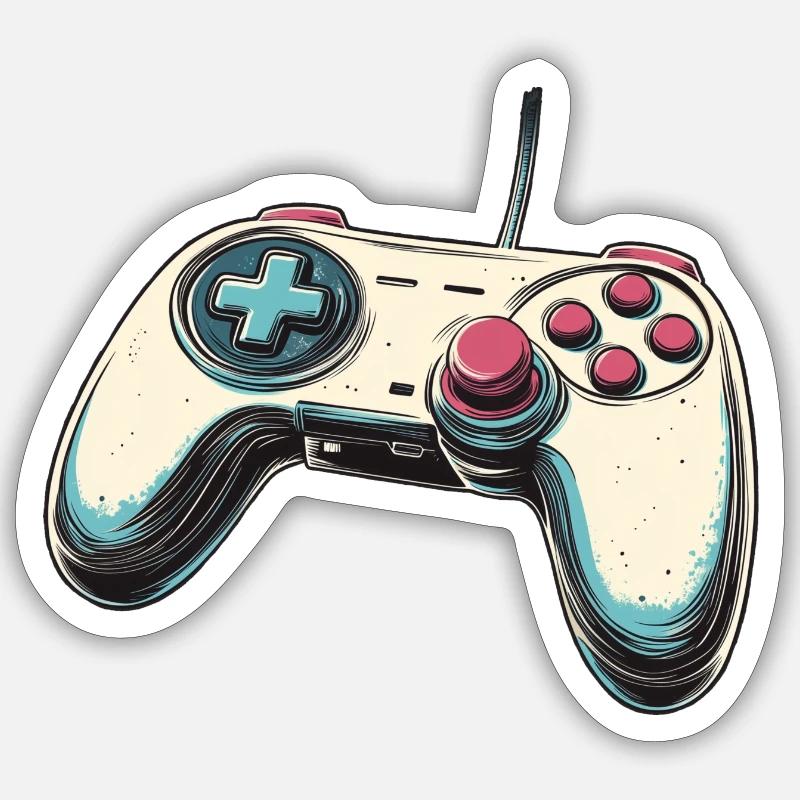 Gamepad, Gamepad, Controller-Logo und Joystick - Sticker Größe S (10 x 10 cm) - Mattweiß