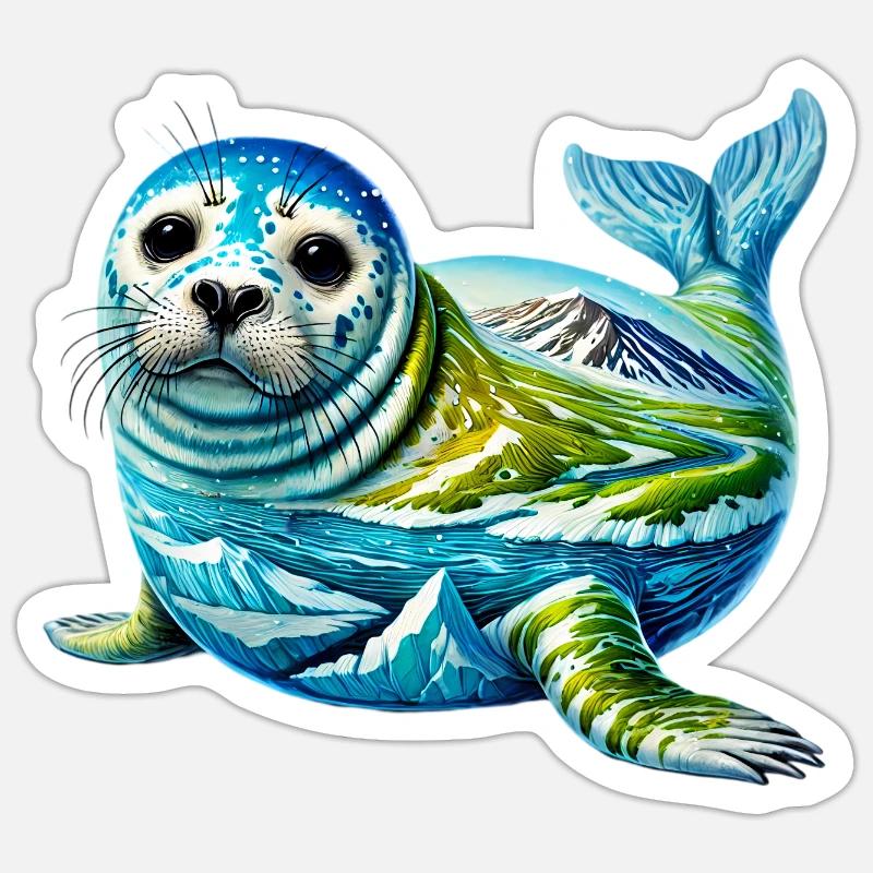 Phoque - Sticker taille S (10 x 10 cm) - blanc mat